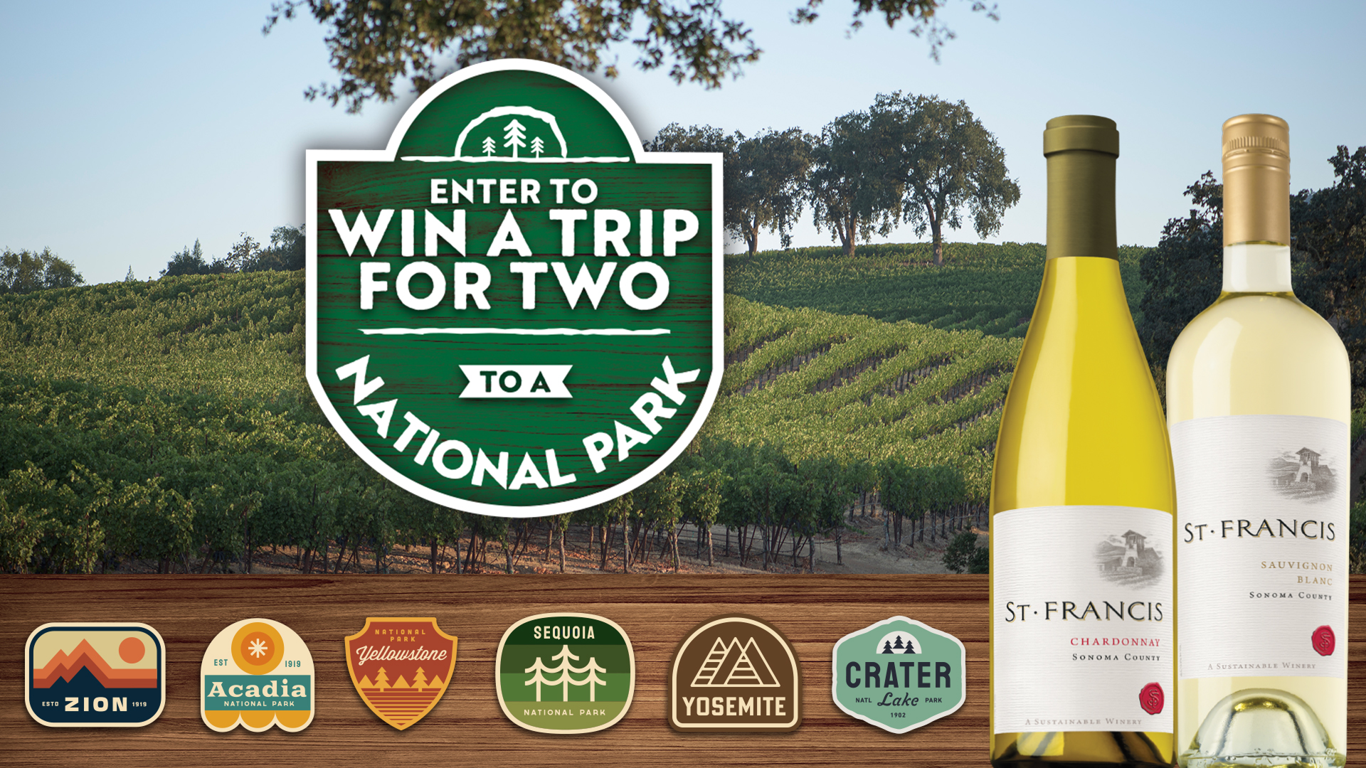 Enter to win a trip for two to a National Park.